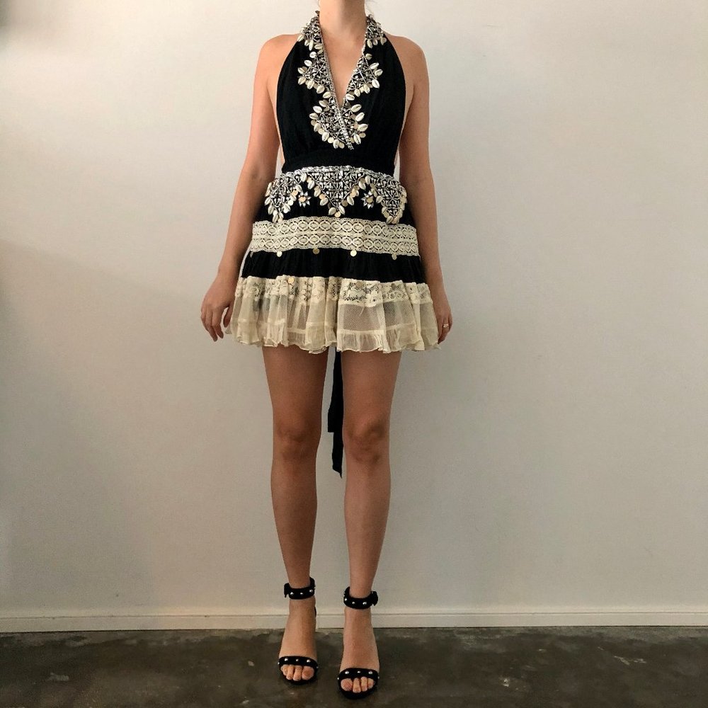 Las Noches Ibiza Black Embellished Mini Dress